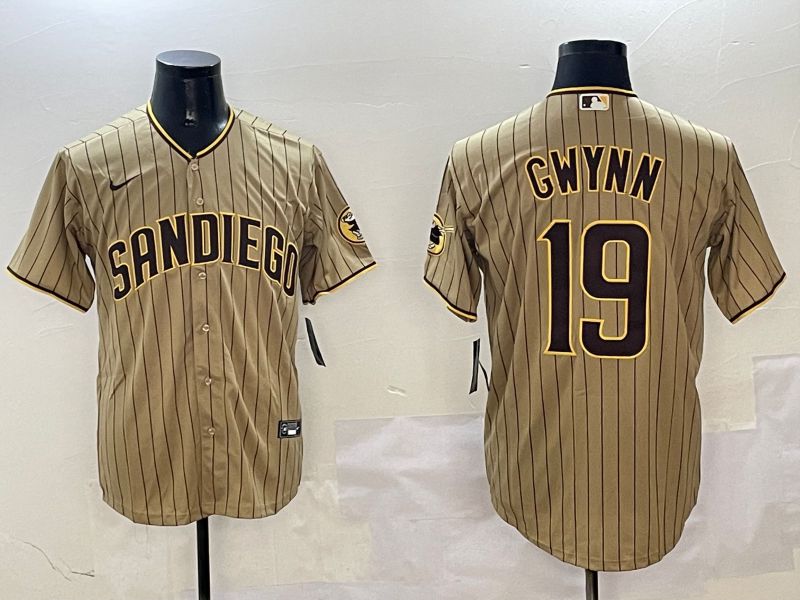 Men San Diego Padres #19 Gwynn Brown Stripe Game 2025 Nike MLB Jersey style 1->san diego padres->MLB Jersey